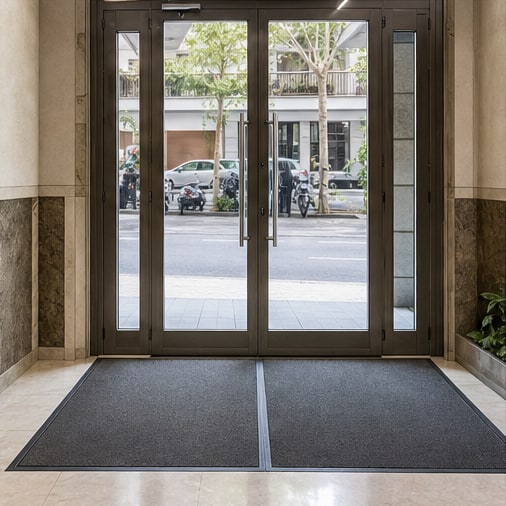 Puertas de acceso con felpudos